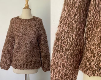 Vintage Italian Luxury Hand Knit Long Bell Sleeve Woven Wool Mohair Sportmaket By Maidenform Made In Italy Small RARE