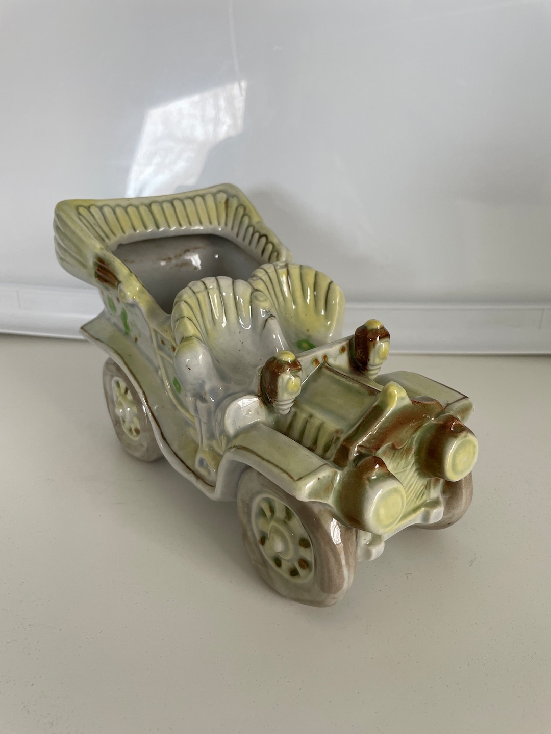 Vintage 1950s Ceramic Car Vehicle Motor Hand Painted Pot Planter Made ...