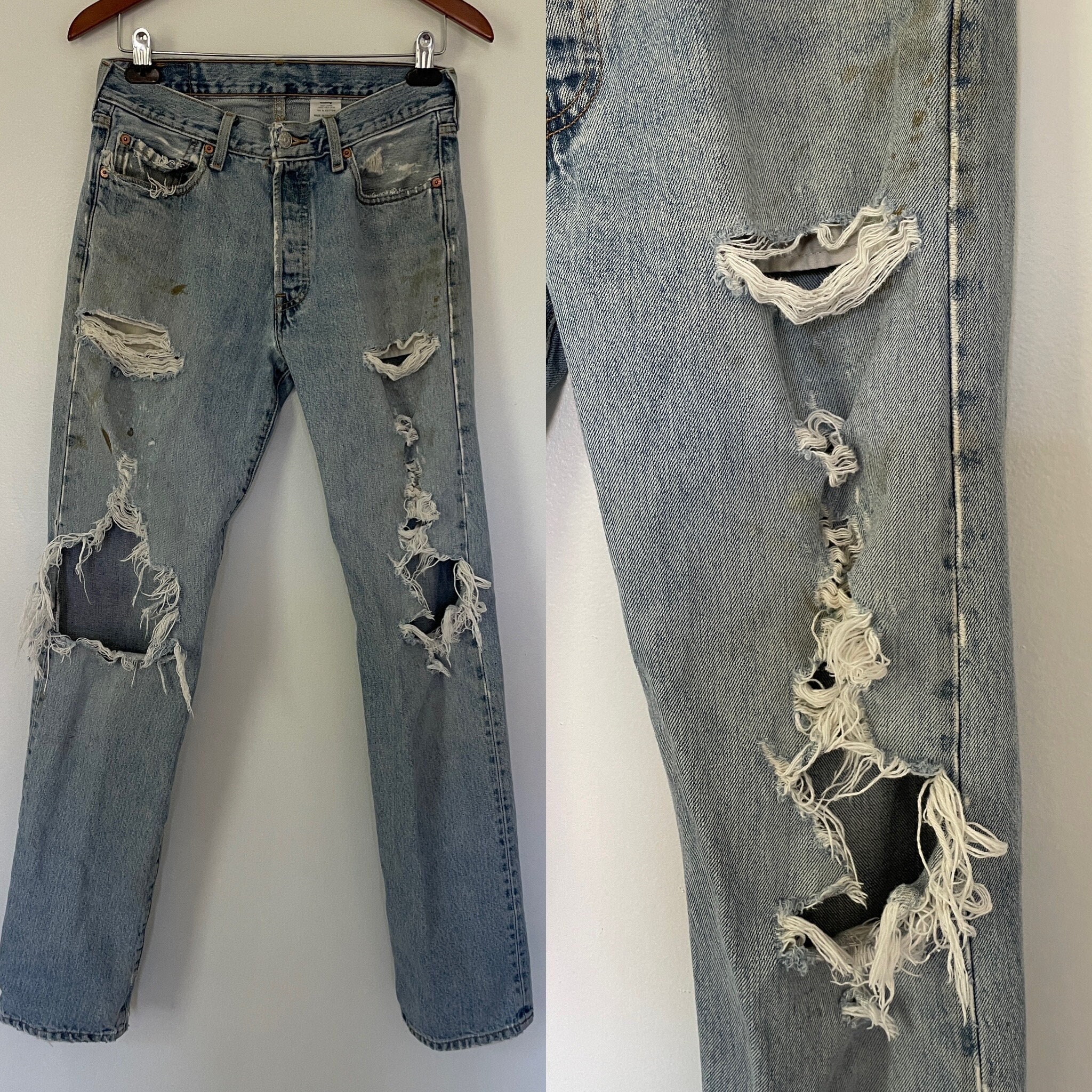 Vintage Y2K Destroyed Jeans Levi's Men's 30x34 - Etsy
