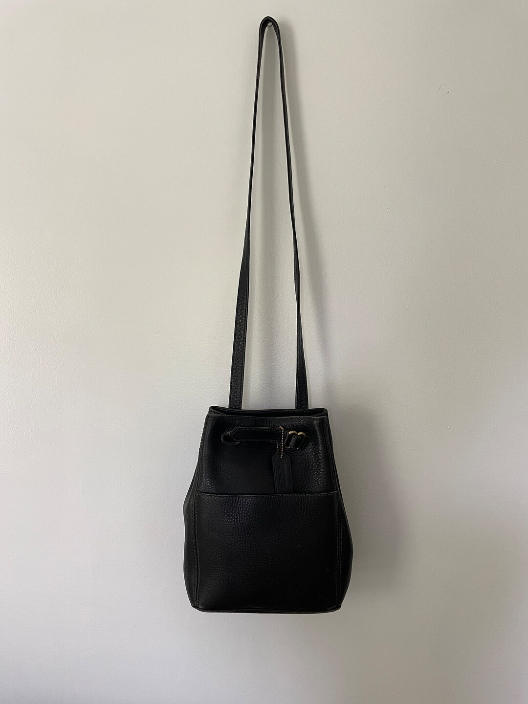 バッグ Vintage Coach Leather Drawstring Bag Coach Vintage 1990s Drawstring Black Leather Bag Purse Rare - Etsy UK