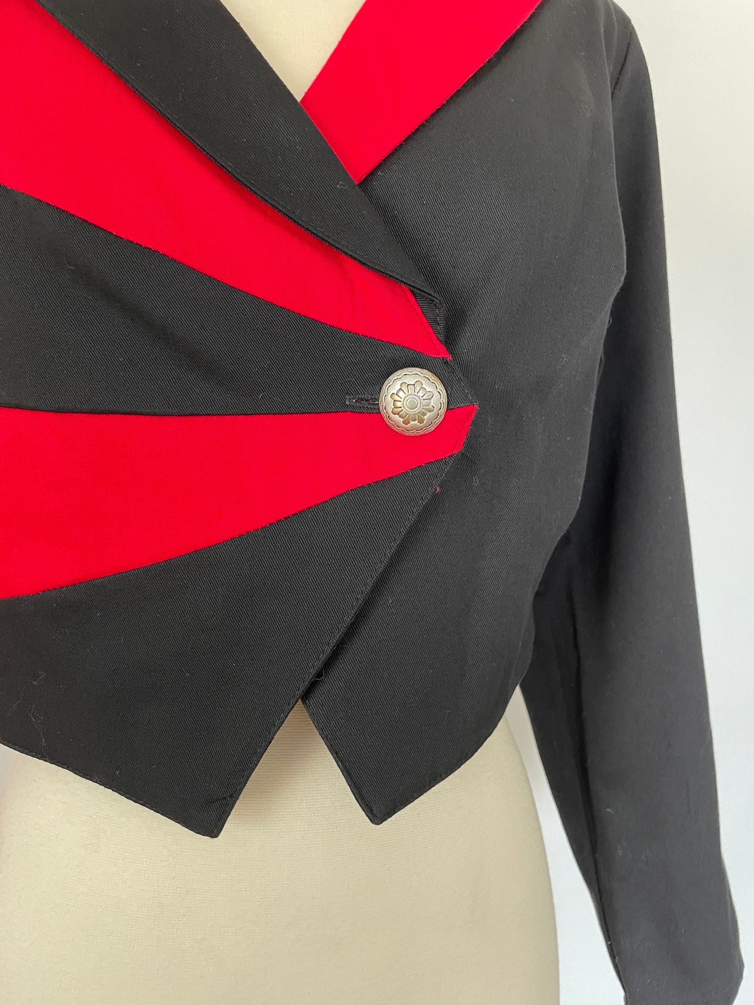 Vintage Roughrider Red Black Stripe 1980's 1990's Collared