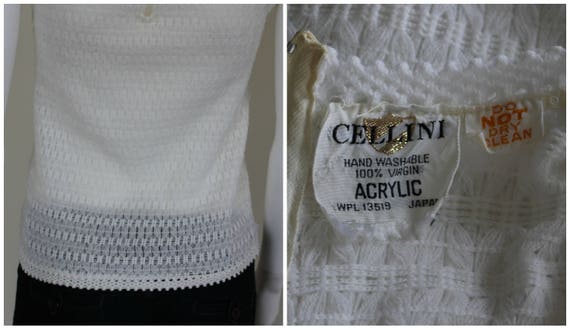 Vintage 1960s Sheer White Off White Ivory Knitted… - image 5