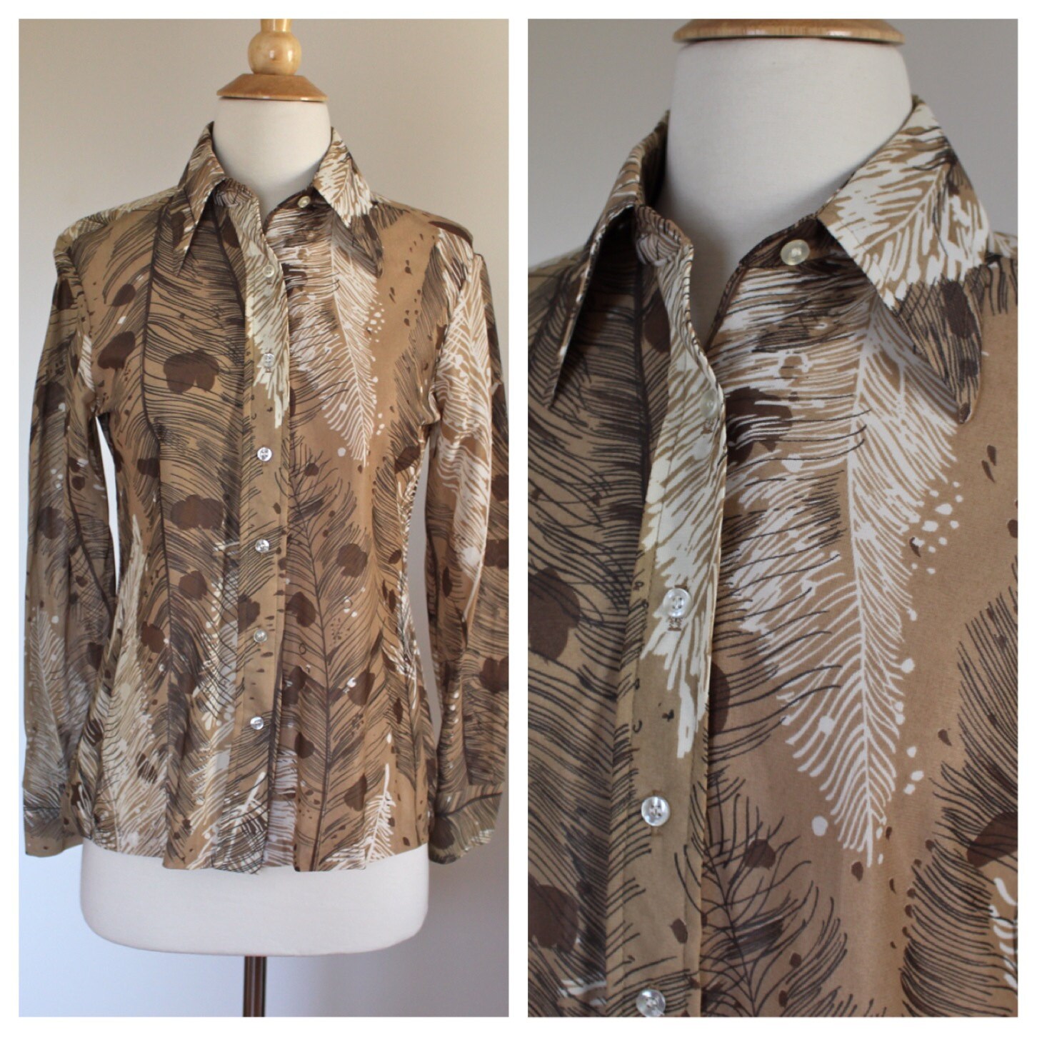 Vintage Circa 1970s ELLES BELLES Womens Long Sleeve Button