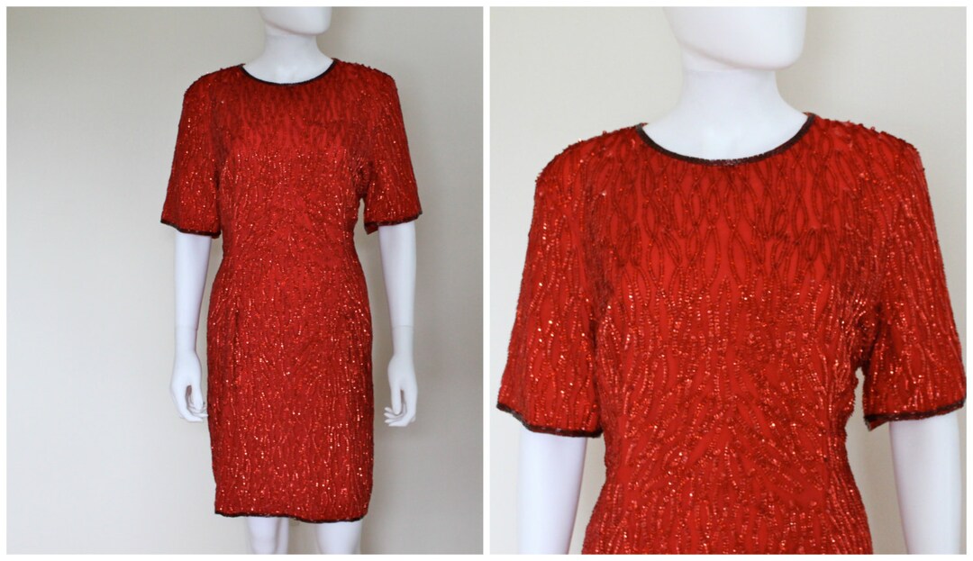 Vintage Silk Cherry Dress - Small
