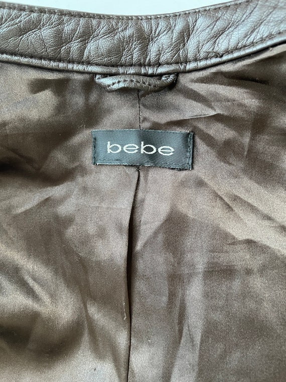 Vintage Y2K bebe Long Sleeve Brown Leather Zip Up… - image 9