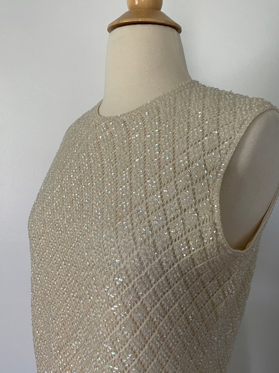 Vintage 1950’s Retro Sleeveless Beaded Sequin Bea… - image 5