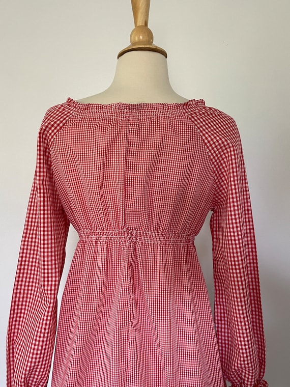 Vintage 1970’s Checkered Gingham Plaid Red & Whit… - image 7