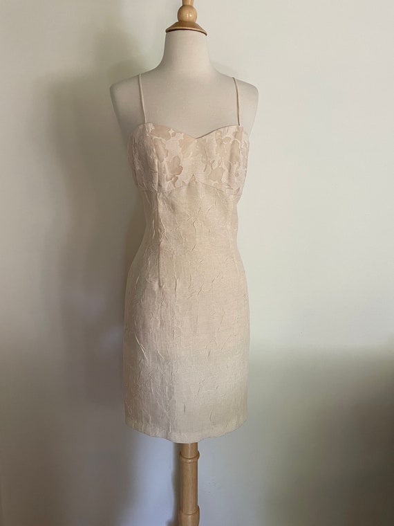 Vintage 1980s Two Piece Ivory Bone Cream Lace She… - image 3