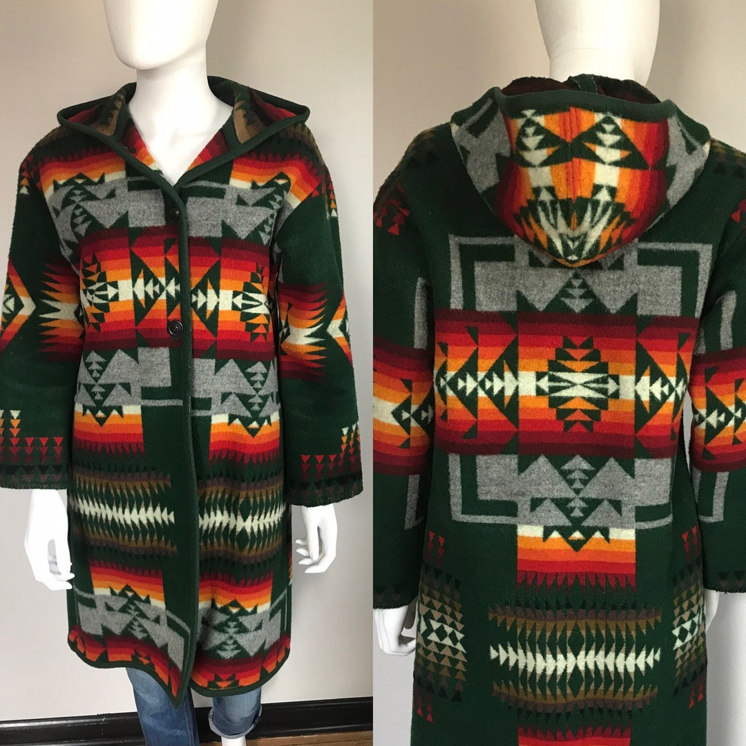 Vintage Pendleton Chief Joseph Wool Blanket Coat Jacket Green