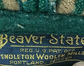 Vintage Beaver State Pendleton Woolen Mills Green Native American