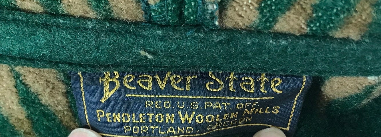 Vintage Beaver State Pendleton Woolen Mills Green Native