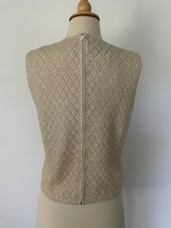 Vintage 1950’s Retro Sleeveless Beaded Sequin Bea… - image 6