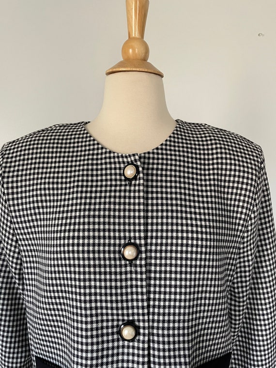 Vintage 1970’s Black & White Checkered Structured… - image 3