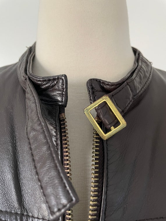 Vintage Y2K bebe Long Sleeve Brown Leather Zip Up… - image 5