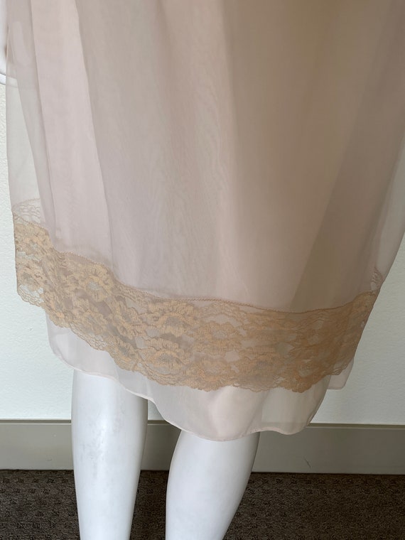 Vintage ILGWU 50’s Pink Nylon Chiffon Lace Layer … - image 8