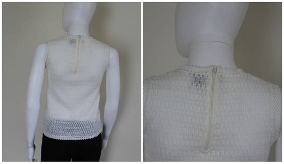 Vintage 1960s Sheer White Off White Ivory Knitted… - image 3