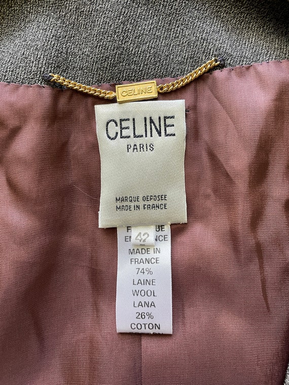 Vintage Celine Paris 90s Gray Long Sleeve Branded Buttons 
