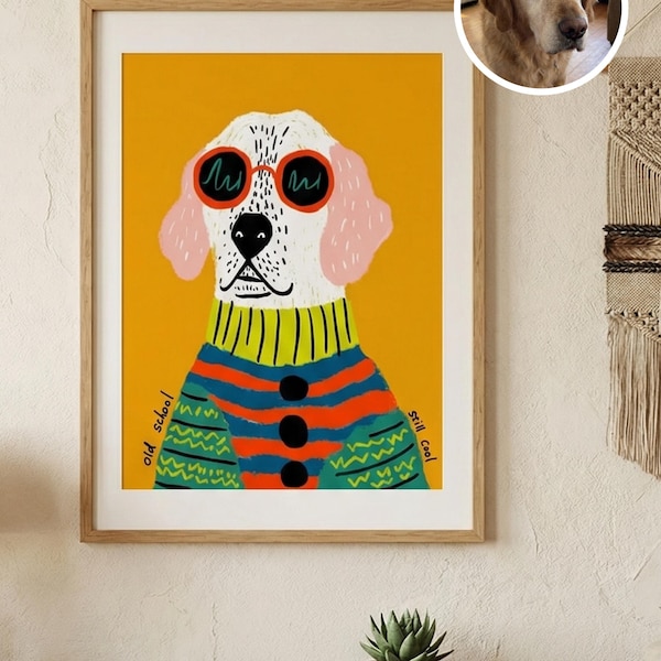 Spersonalizowana sztuka ścienna dla zwierząt, nowoczesna sztuka pop-art, prezent dla mam psów i kotów,