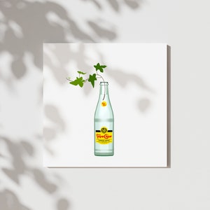 Popular Beverage and Plant Art print | Topo Chico |Home Decor |Original art print |Illustration |Digital drawing | Contemporary art print