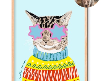 Custom Pet Portrait, Colorful Retro Pop Art, Dopamine Decor (Digital File)