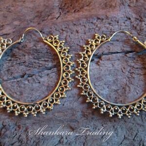 Tribal Brass Earrings, Bohemian Gypsy Hoops, Belly Dance Jewelry, Tribal Fusion, Goddess Adornment