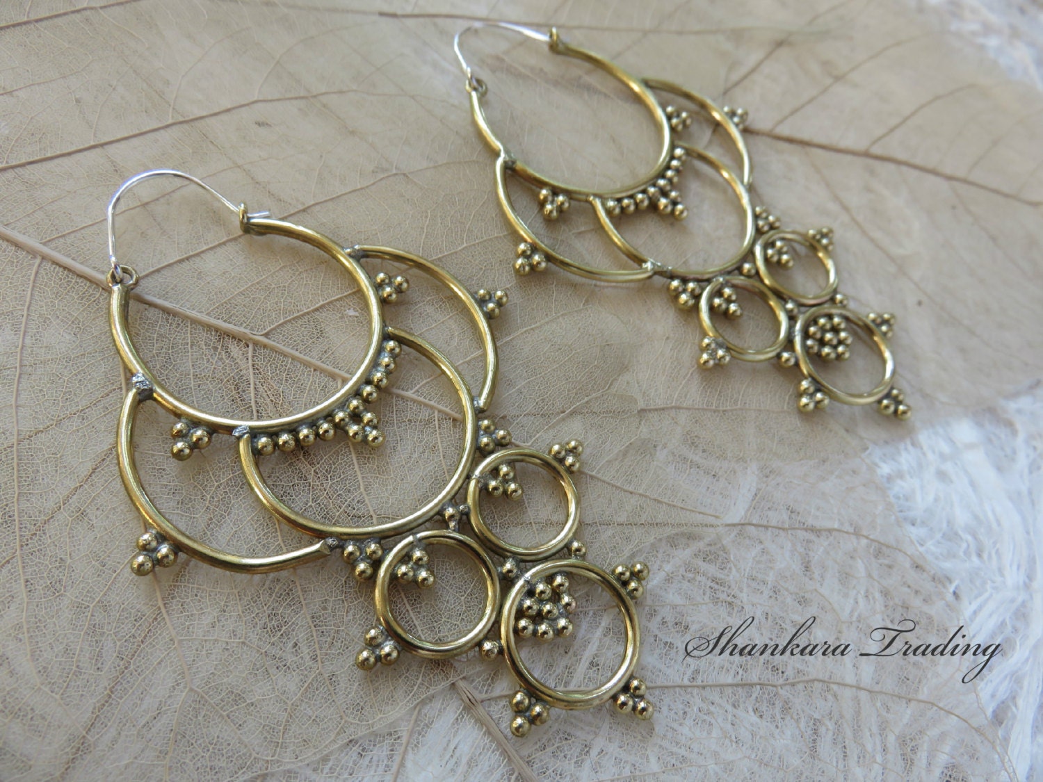 Brass Tribal Earrings Hoop Earrings Indian Earrings Gypsy Etsy