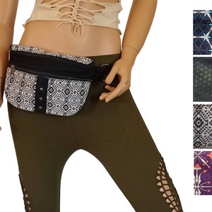 Fanny pack with geometric print, yoga pouch,  waist bag, festivals, bikers, hikers, travelbag, belt bag, travel bag, hip bag, festivals