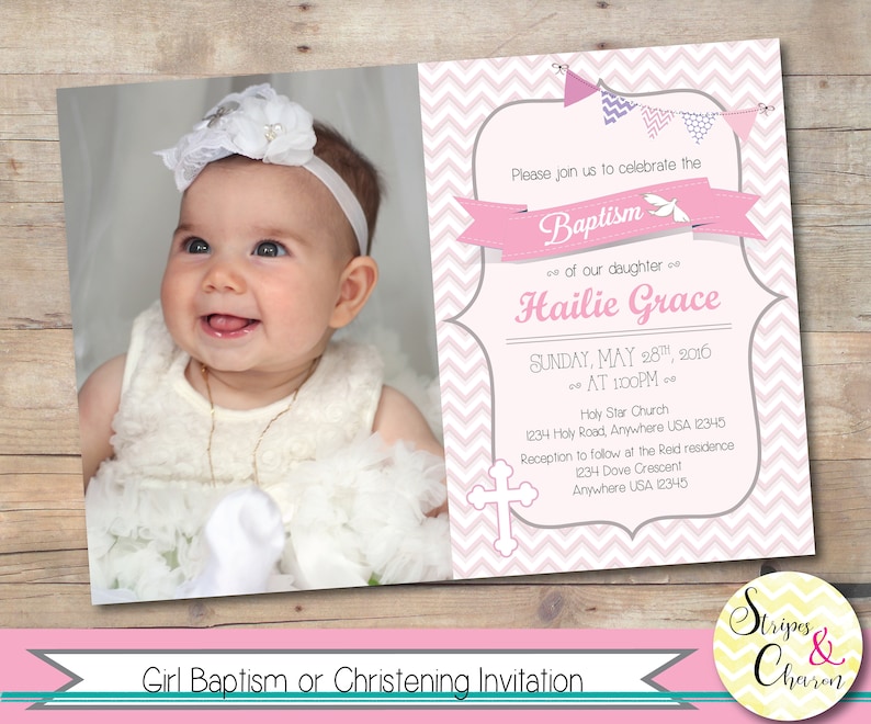 Girl Baptism Invitation Printable Christening Invite Etsy Australia