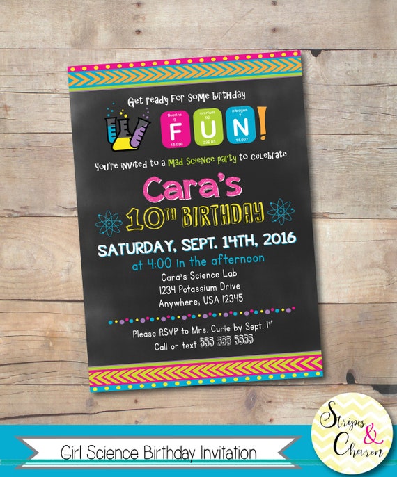 Science Party Invitation, Printable Mad Scientist Party Invite, Personalized Science Birthday Invitation, Girl Birthday Invite, Kid Birthday Il_570xn