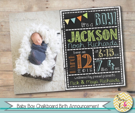 chalkboard birth announcement