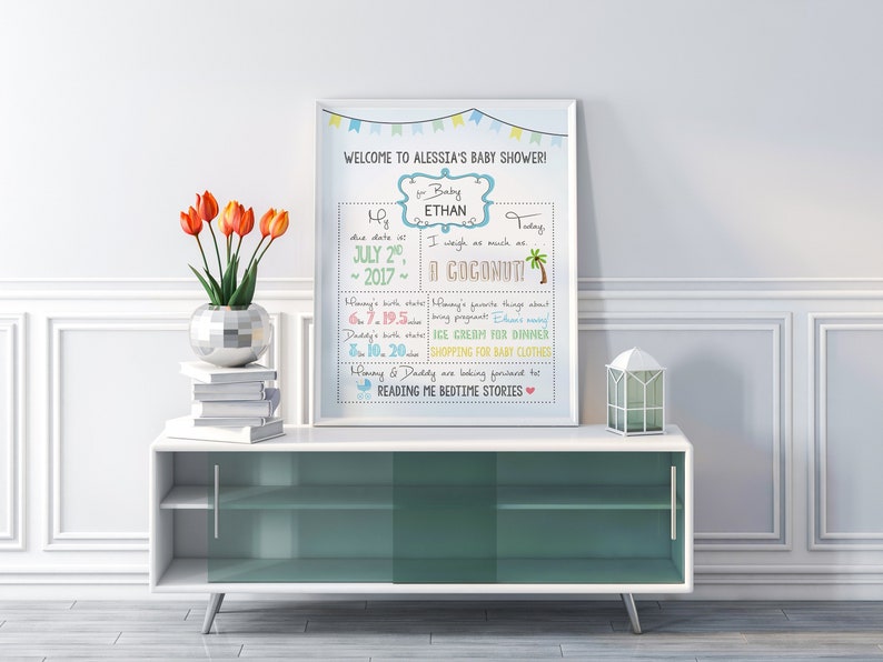 Baby Shower Entrance Sign Printable Baby Shower Stats Baby Etsy