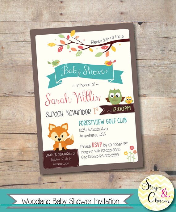 printable woodland baby shower invitations