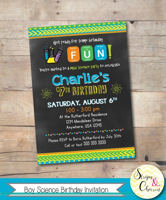 Science Invitation, Printable Science Birthday Invite, Personalized Mad Science Invitation, Mad Science Party, Boy Birthday, Kids Birthday Il_570xn