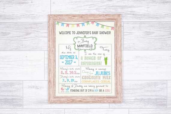 Baby Shower Sign, Printable Welcome Sign, Personalized Entrance Sign, Gender Neutral Baby Shower, Baby Stats, Baby Shower Decor, Shower Idea Il_570xn