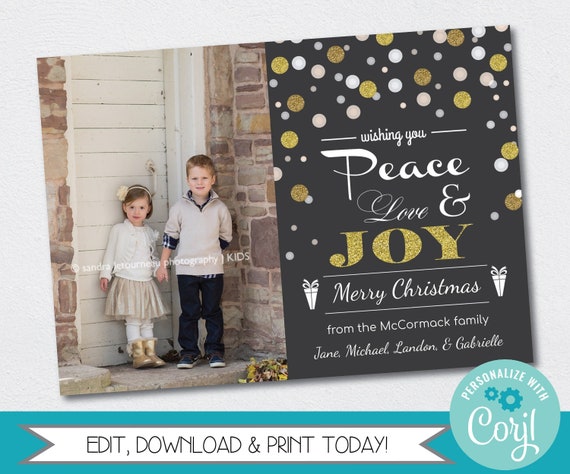EDITABLE Photo Christmas Card, Religious Christmas Card, Fruits of the Spirit, Personalized Christian Card, Edit Yourself, Corjl Template Il_570xn