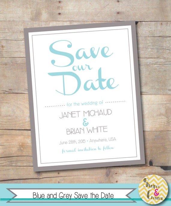 Save-The-Date Card, Printable Save The Dates, Blue, Simple, Modern Save Our Date, Unique Wedding Date Card, Custom Save The Date Postcard Il_570xn