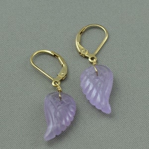 Amethyst angel wing earrings. image 2