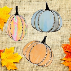 Assorted Stained Glass Pumpkin Suncatcher Fall Halloween