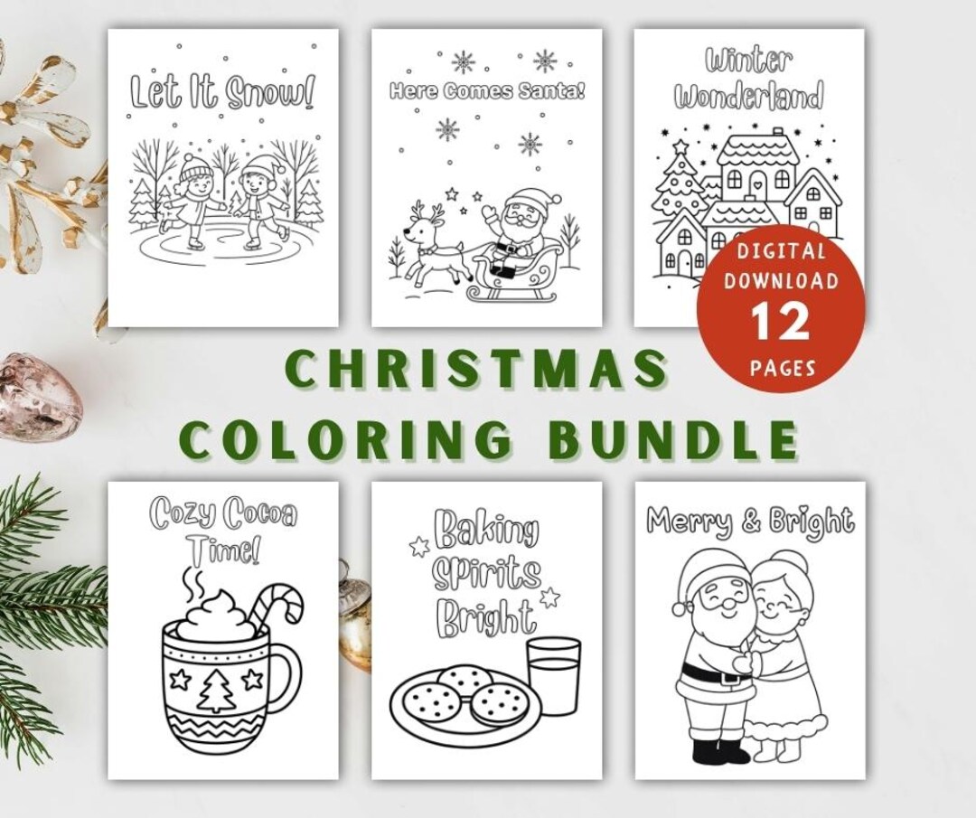 Christmas Coloring Pages Bundle for Kids | Holiday Activity (printable ...