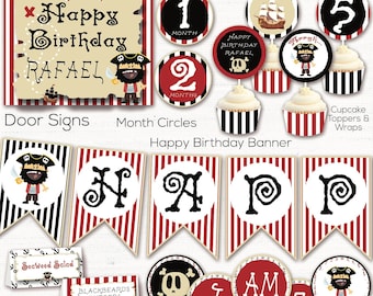 Pirate Birthday Party Decorations, Pirate Birthday Party Invitation, Pirate Printable, Boys Birthday, First Birthday, 1st Birthday, Ahoy