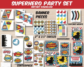 Superhero Birthday Party Decorations, Superhero Printable, Super Hero Party Decorations, Boys Birthday, 1st Birthday, First Birthday