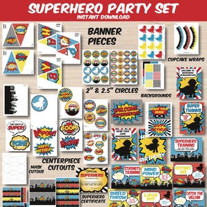 Superhero Birthday Party Decorations, Superhero Printable, Super Hero Party Decorations, Boys Birthday, 1st Birthday, First Birthday