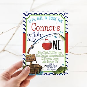 Ofishally One Birthday Party Invitation, o-fish-ally One Invitation, Big One, Fish Birthday Invitation, Boys 1st Birthday, First Birthday