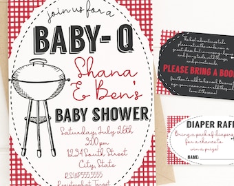 Baby Q Baby Shower Invitation, BBQ Baby Shower Invitation, Couples Baby Shower, Coed Baby Shower Invite, Baby-Q Baby Shower Decorations