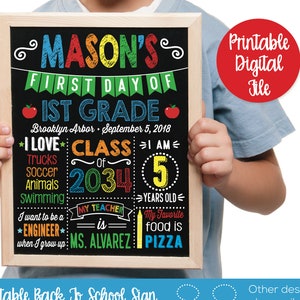 First Day of School Sign Printable, Back to School Chalkboard, 1st Day of School Sign, First Day of School Chalkboard Sign, Photo Prop