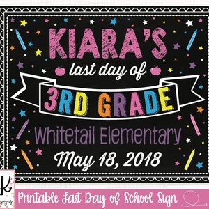 Last Day of School Sign Printable, End of School Chalkboard, Last Day of School Sign, Last Day of School Chalkboard Sign, Photo Prop