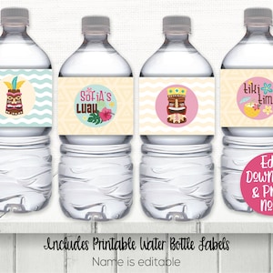 Luau Water Bottle Labels, Luau Drink Labels, Luau Party Decorations, Tiki Party Decorations, Luau Printable, Luau Water Wrap, Editable