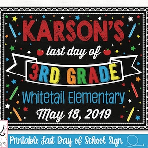 Last Day of School Sign Printable, End of School Chalkboard, Last Day of School Sign, Last Day of School Chalkboard Sign, School Photo Prop