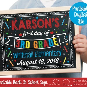 First Day of School Sign Printable, Back to School Chalkboard, 1st Day of School Sign, First Day of School Chalkboard Sign, Photo Prop