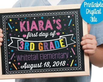 First Day of School Sign Printable, Back to School Chalkboard, 1st Day of School Sign, First Day of School Chalkboard Sign, Photo Prop